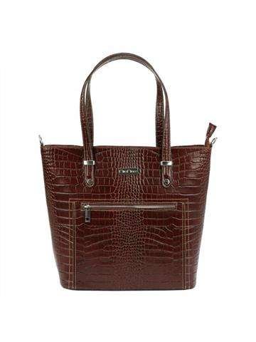 Torebka Damska Skórzana MiaMore COCO Brąz z Motywem Krokodyla MiaMore