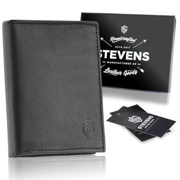 Portfel Męski STEVENS Skórzany Classic Czarny RFID SECURE