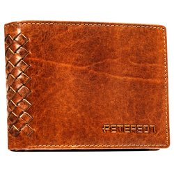 Skórzany portfel męski w kolorze brązowym z systemem RFID - Peterson