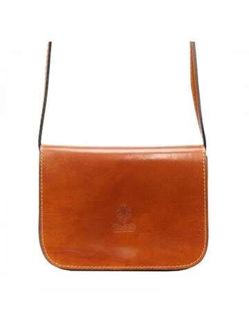 Torebka Skórzana Florence 43 Camel Listonoszka Elegancka Naturalna Ze Złotymi Okuciami