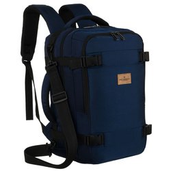 Plecak podróżny w granatowym kolorze, dwukomorowy i zamykany suwakiem - Peterson