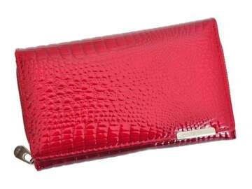 Portfel Damski Jennifer Jones 5261-2 Czerwony Skóra Naturalna Lakierowana