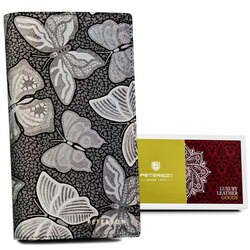 Duży, pionowy portfel damski ze skóry naturalnej na suwak i magnes Peterson