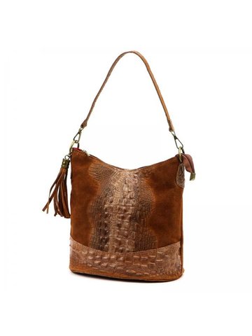 Damska Torebka Skórzana Luka 26-027 CROCO camel-2