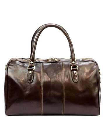 Torba podróżna skórzana Gregorio 132 ciemny brąz duża na dokumenty A4 z dodatkowym paskiem