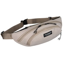 Praktyczna, jasnoszara saszetka sportowa z poliestru zawieszona na regulowanym pasku - Peterson