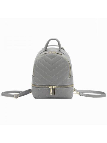 Plecak Damski Luka 20-026 DOLLARO Skóra Naturalna Popiel Mały Złote Okucia