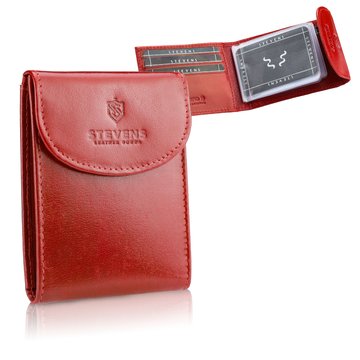 STEVENS Skórzane etui na karty dokumenty wizytówki Czerwone