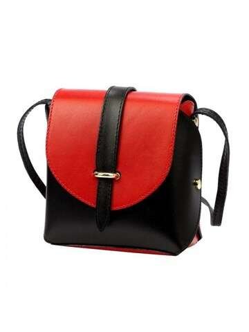 Torebka Damska Gregorio 1717-2 Listonoszka Skórzana Czarno-Czerwona Crossbody