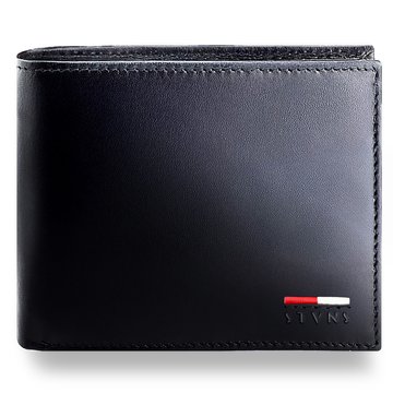 Portfel Męski STEVENS Skórzany 100% Skóra Naturalna Ochrona RFID Poziomy Czarny PREMIUM