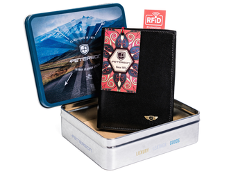 Pionowy portfel męski ze skóry naturalnej RFID Peterson