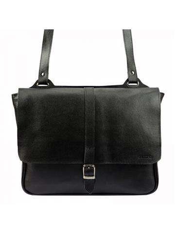 Torebka Damska Baleine S22 LIC Skórzana Czarna Listonoszka Mieści A4