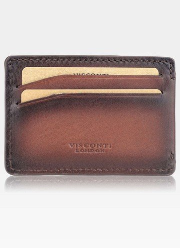 Etui Cardholder Męskie Skórzane Visconti Na Karty Slim Jasny Burgund
