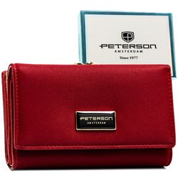 Czerwony portfel damski wykonany ze skóry naturalnej i ekologicznej - Peterson
