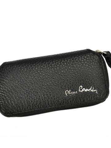 Etui na Klucze Skórzane Pierre Cardin TILAK11 376S Czarne, Fason Klasyczny, Wykończenie ze Skóry Naturalnej
