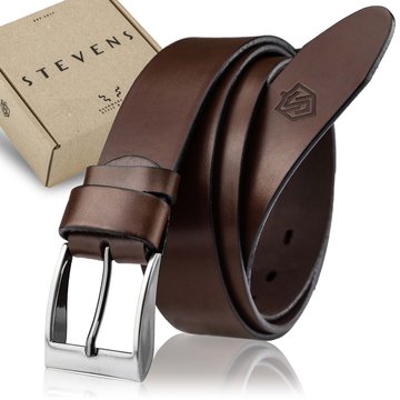 Skórzany Pasek Męski STEVENS Skóra Licowa Super Jakość Szeroki 4cm Brąz