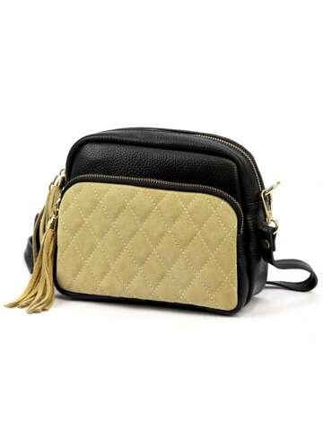 Damska Torebka Skórzana Luka 24-042-02 czarny + beż