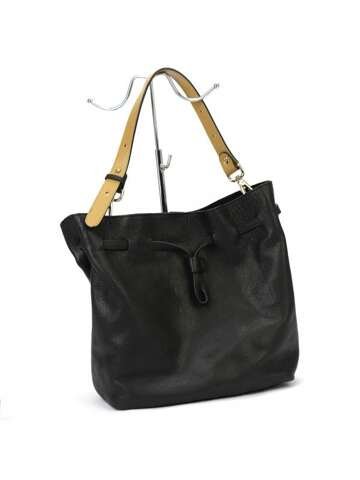 Czarna Torebka Skórzana Damska Innue SA20 Duża do Ręki i na Ramię