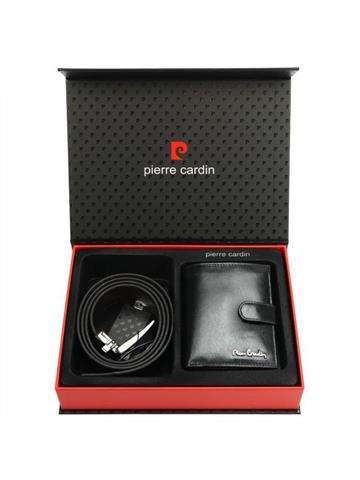 Zestaw Upominkowy Prezentowy Pierre Cardin Portfel Skórzany + Pasek Dwustronny 120cm ZG-EX-06