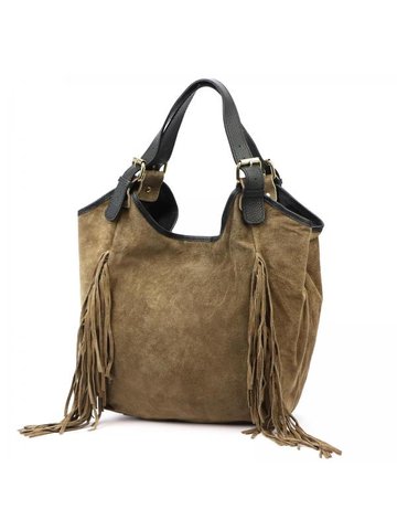 Damska Torebka Skórzana Luka 25-019 taupe + czarny