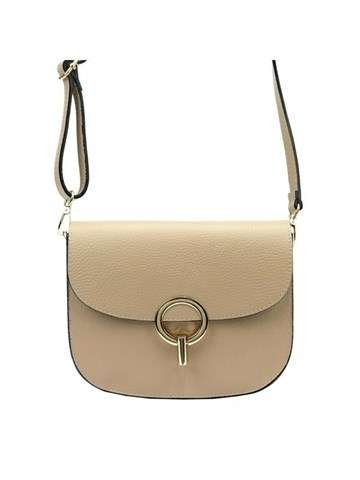 Torebka Damska Luka 20-044 DOLLARO Beżowa Skóra Naturalna Listonoszka Złote Okucia