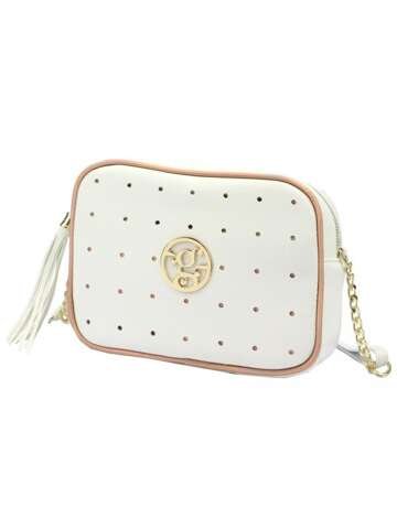 Biała torebka damska eko-skóra na ramię z łańcuchem Gregorio SI1159