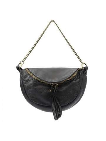 Torebka Skórzana VS 018 Czarna Listonoszka Średnia z Dopinanym Łańcuchem