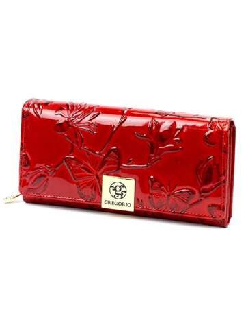 Portfel damski skórzany Gregorio czerwony duży z RFID BTE-106