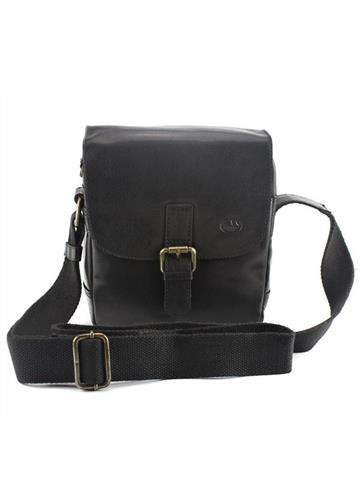 Saszetka Męska EL FORREST MB11-61/67 Skóra Naturalna Czarna Crossbody Z Regulowanym Paskiem i Złotymi Okuciami