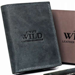 Męski portfel skórzany z zewnętrzną kieszonką do płatności Always Wild