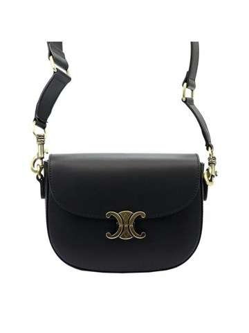 Torebka Skórzana Luka 20-047 Czarna Listonoszka Złote Okucia Ze Skóry Naturalnej