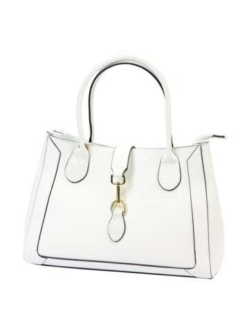 Torebka Damska Skórzana Luka 24-029 PELLAMI Biała Shopperbag z Dodatkowym Paskiem