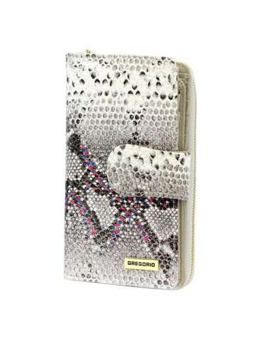 Portfel skórzany damski Gregorio SN-116 popiel + róż RFID pionowy duży