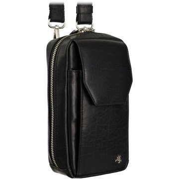 Czarna Skórzana Torba Męska Visconti S-45 z Regulowanym Paskiem i Kieszenią na Telefon