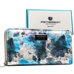 Portfel damski w typie piórnika w kwiaty zamykany suwakiem - Peterson