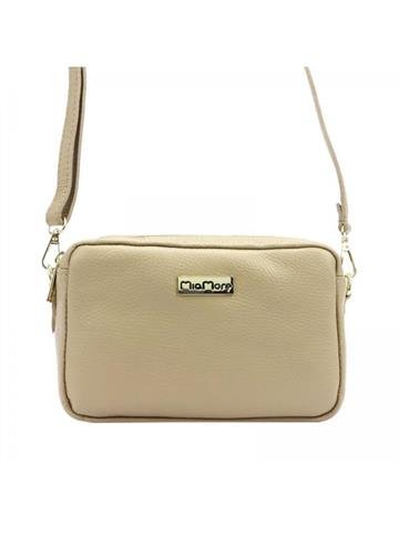 Torebka Skórzana MiaMore Beżowa Listonoszka Dollaro 01-027 Naturalna Elegancja