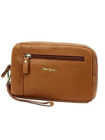 Saszetka Męska Pierre Cardin Tilak Camel Skóra Naturalna Złote Okucia