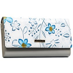 Skórzany portfel damski w kwiaty, mieści dowód rejestracyjny - 4U Cavaldi