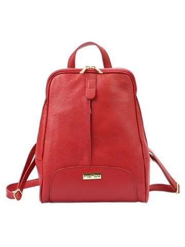 Plecak Damski MiaMore Dollaro 2001 Skórzany Czerwony Z Regulowanymi Ramionami