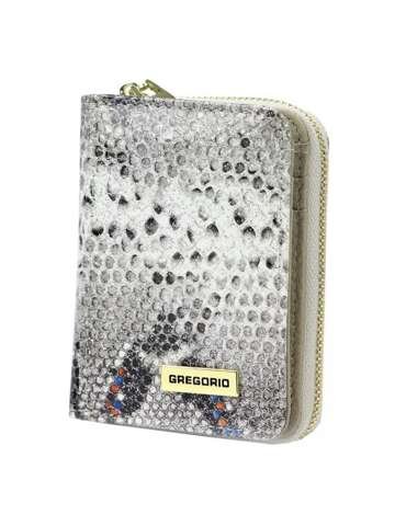 Portfel Damski Gregorio SN-125 Skórzany Popiel i Pomarańcz z Funkcją RFID Secure i Złotymi Zdobieniami