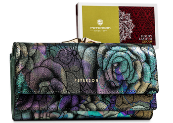Poziomy, duży portfel damski ze skóry naturalnej Peterson