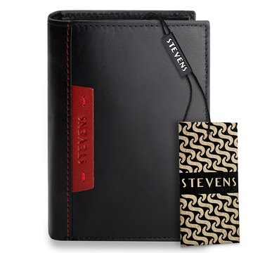 Portfel Męski Skórzany Stevens Premium RFID Czarny z Sekcją Rozkładaną