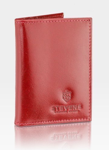 Skórzane etui na karty i dokumenty STEVENS Cienkie Slim Czerwone