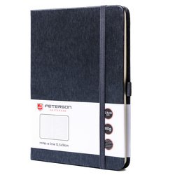 Szary notes w formacie B6 zadrukowany w linie, wyposażony w gumkę zamykającą - Peterson