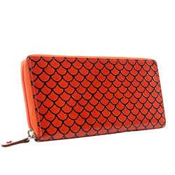 Portfel damski w typie piórnika ze zdobioną fakturą skóra naturalna