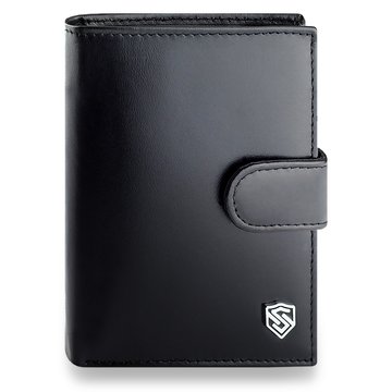Portfel Męski Skórzany Ze skóry STEVENS Z Klipsem Ochrona RFID Czarny