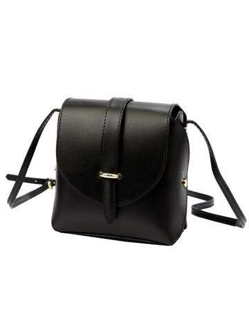 Torebka Skórzana Gregorio 1717 Czarna Listonoszka Ze Skóry Naturalnej Z Złotymi Zdobieniami