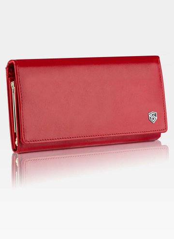 Portfel Damski Skórzany STEVENS Rozbudowany z biglem Czerwony Z03-099 RFID
