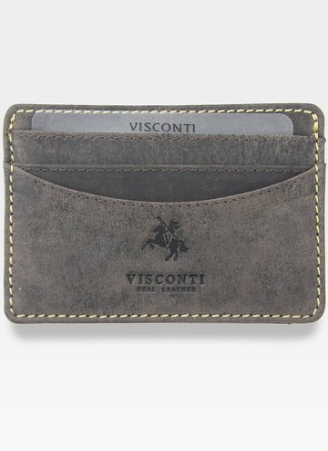 Etui Portfel Cardholder Męski Skórzany Jednoczęściowy Visconti Na Karty Slim Ciemny Brąz