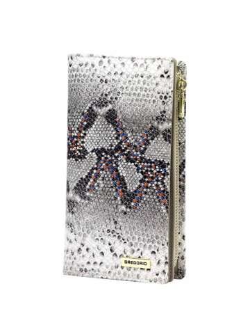 Portfel Damski Skórzany Gregorio SN-124 Popiel z Pomarańczowymi Akcentami